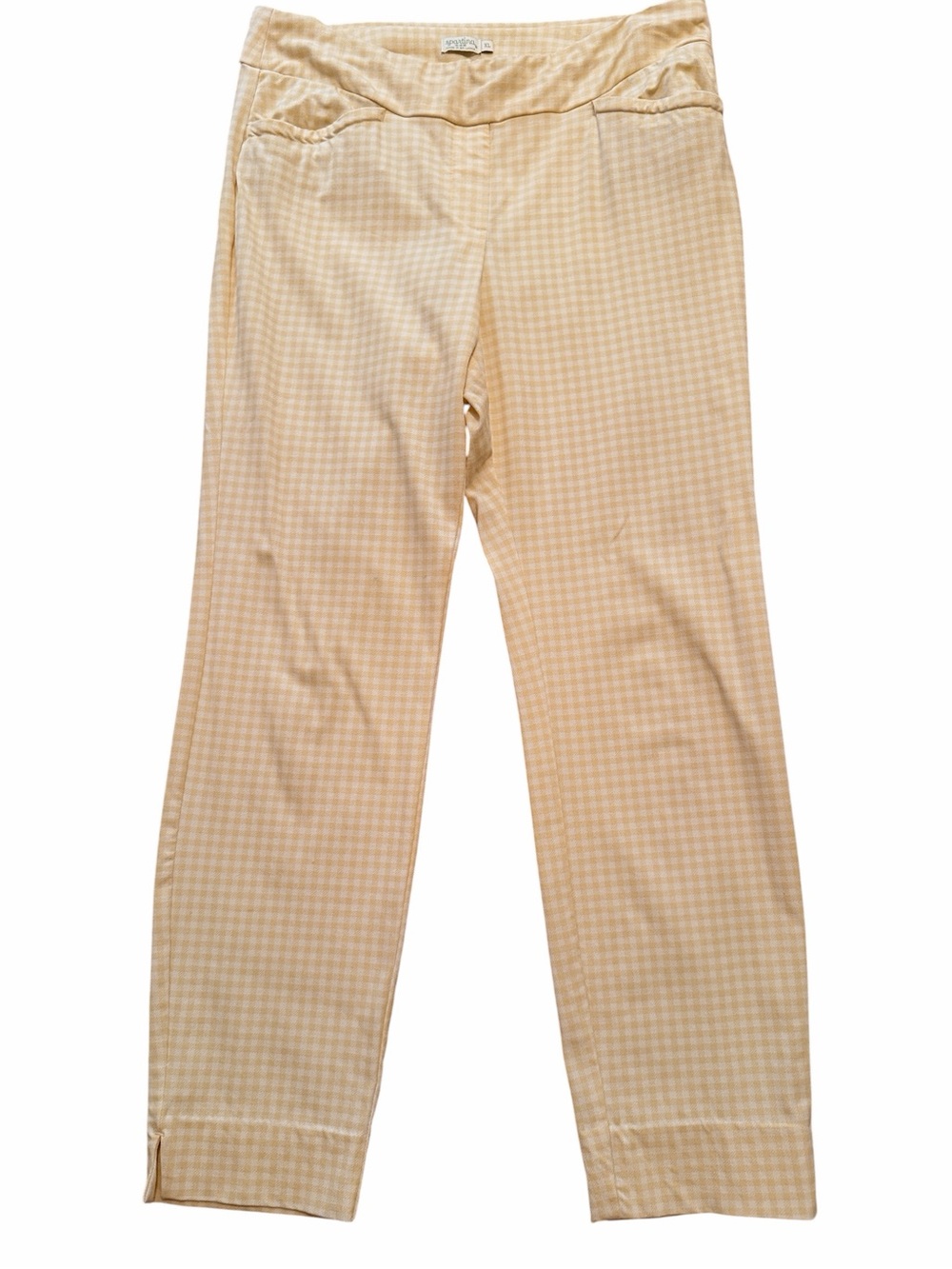 Spartina 449 White/Yellow Gingham Stretch Skinny Pant XL